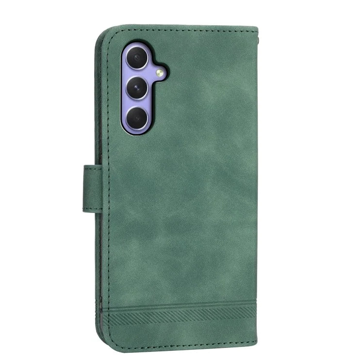 DIERFENG DF-03 for Samsung Galaxy A55 5G Leather Case Line Imprinted Wallet Cover