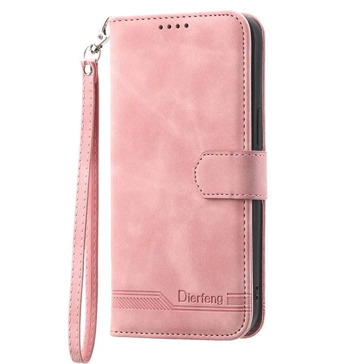 DIERFENG DF-03 for Samsung Galaxy A55 5G Leather Case Line Imprinted Wallet Cover