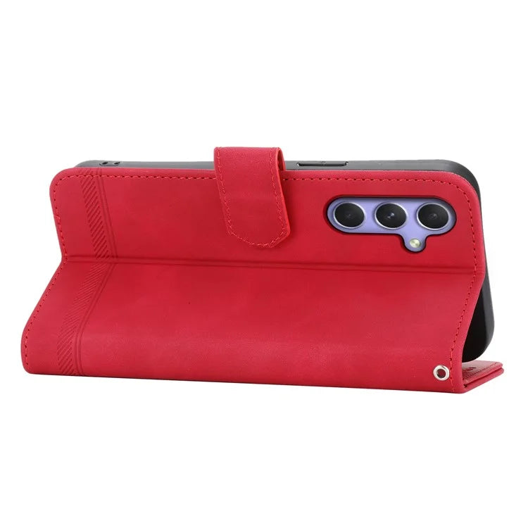 DIERFENG DF-03 for Samsung Galaxy A55 5G Leather Case Line Imprinted Wallet Cover
