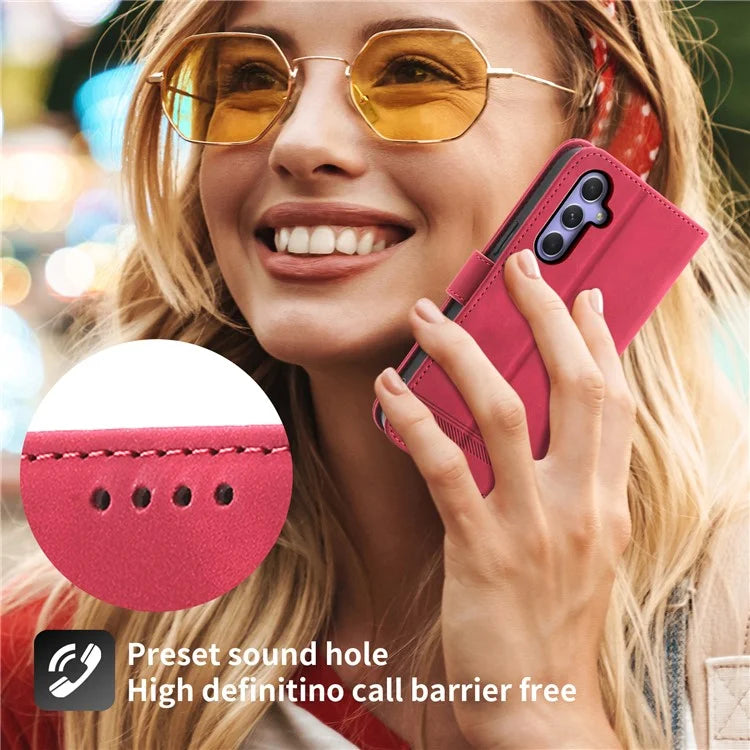 DIERFENG DF-03 for Samsung Galaxy A55 5G Leather Case Line Imprinted Wallet Cover