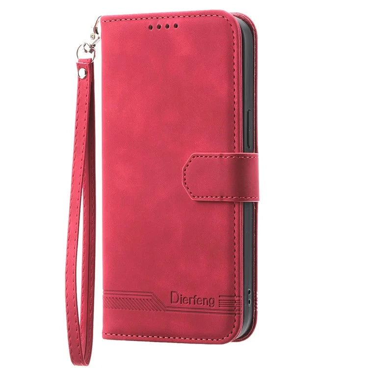 DIERFENG DF-03 for Samsung Galaxy A55 5G Leather Case Line Imprinted Wallet Cover