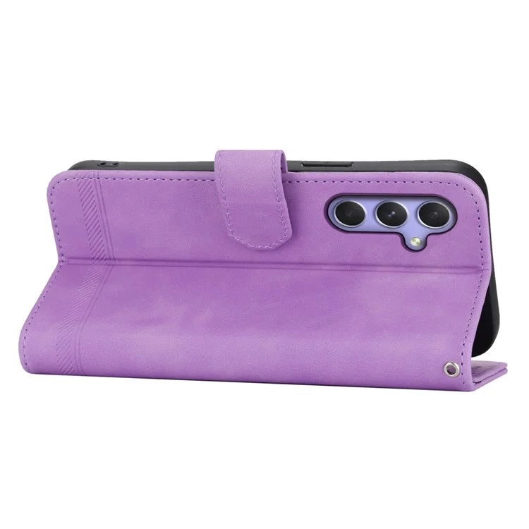DIERFENG DF-03 for Samsung Galaxy A55 5G Leather Case Line Imprinted Wallet Cover