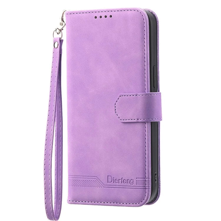 DIERFENG DF-03 for Samsung Galaxy A55 5G Leather Case Line Imprinted Wallet Cover