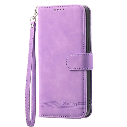 DIERFENG DF-03 for Samsung Galaxy A55 5G Leather Case Line Imprinted Wallet Cover