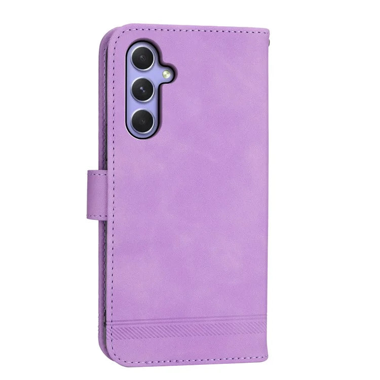 DIERFENG DF-03 for Samsung Galaxy A55 5G Leather Case Line Imprinted Wallet Cover