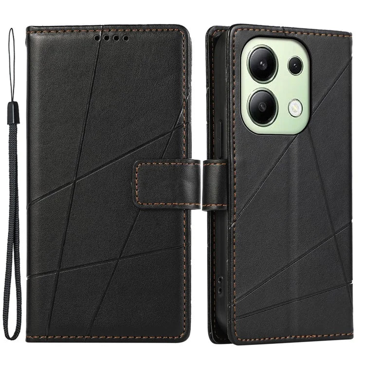 DF-06 For Xiaomi Redmi Note 13 4G Leather Case Line Imprinted Folio Cover