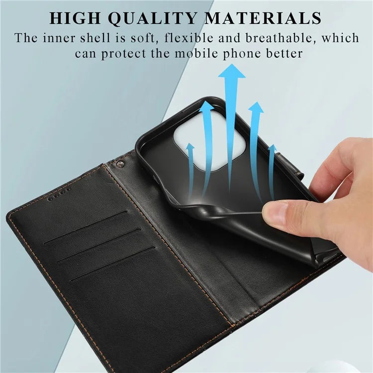 DF-06 For Xiaomi Redmi Note 13 4G Leather Case Line Imprinted Folio Cover