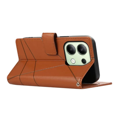 DF-06 For Xiaomi Redmi Note 13 4G Leather Case Line Imprinted Folio Cover