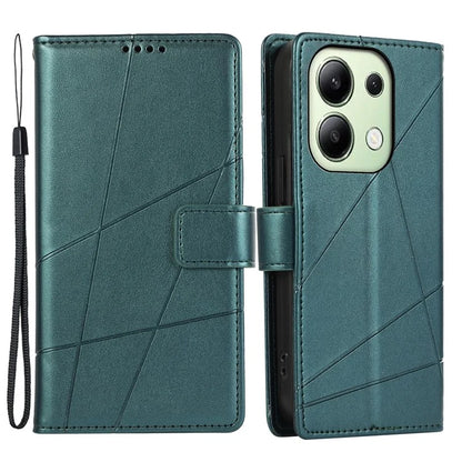 DF-06 For Xiaomi Redmi Note 13 4G Leather Case Line Imprinted Folio Cover