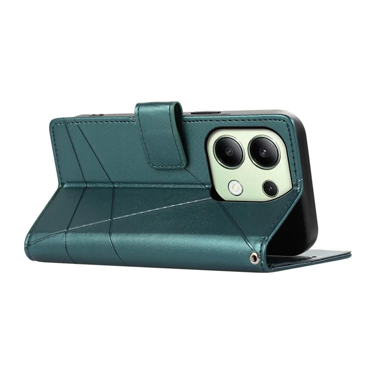 DF-06 For Xiaomi Redmi Note 13 4G Leather Case Line Imprinted Folio Cover
