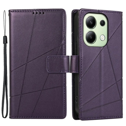 DF-06 For Xiaomi Redmi Note 13 4G Leather Case Line Imprinted Folio Cover