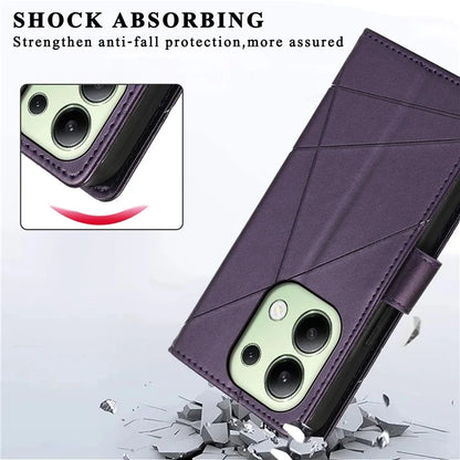 DF-06 For Xiaomi Redmi Note 13 4G Leather Case Line Imprinted Folio Cover