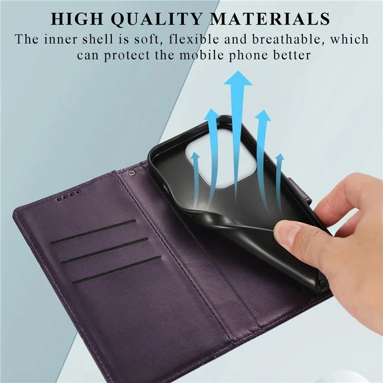 DF-06 For Xiaomi Redmi Note 13 4G Leather Case Line Imprinted Folio Cover