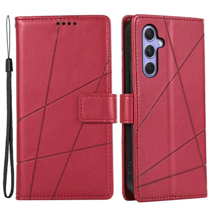 DF-06 For Samsung Galaxy A55 5G Wallet Case Line Imprinted Leather Phone Cover