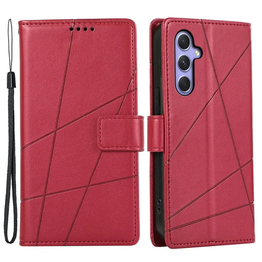 DF-06 For Samsung Galaxy A55 5G Wallet Case Line Imprinted Leather Phone Cover