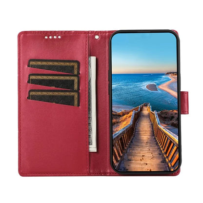 DF-06 For Samsung Galaxy A55 5G Wallet Case Line Imprinted Leather Phone Cover