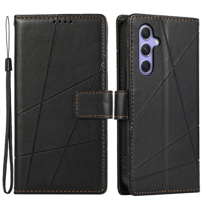 DF-06 For Samsung Galaxy A55 5G Wallet Case Line Imprinted Leather Phone Cover