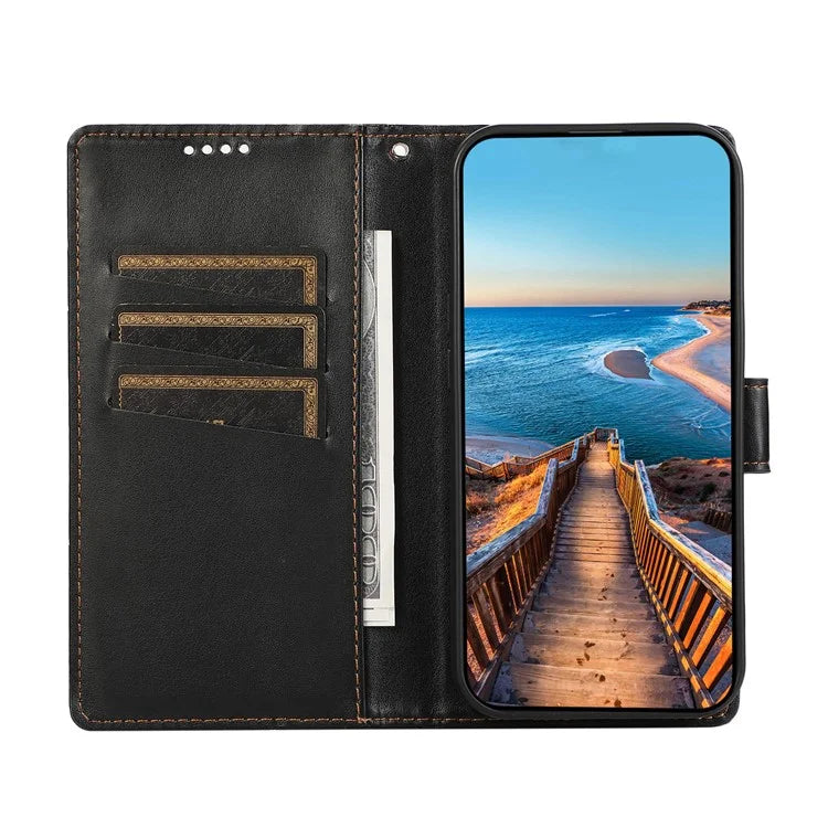 DF-06 For Samsung Galaxy A55 5G Wallet Case Line Imprinted Leather Phone Cover