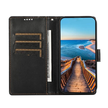 DF-06 For Samsung Galaxy A55 5G Wallet Case Line Imprinted Leather Phone Cover