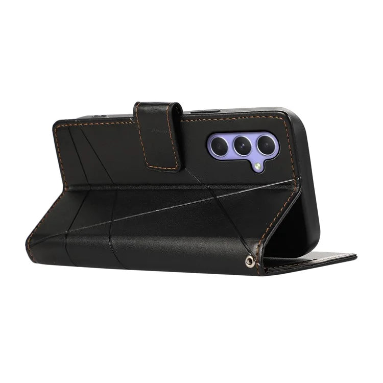 DF-06 For Samsung Galaxy A55 5G Wallet Case Line Imprinted Leather Phone Cover