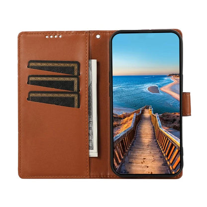 DF-06 For Samsung Galaxy A55 5G Wallet Case Line Imprinted Leather Phone Cover