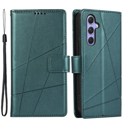 DF-06 For Samsung Galaxy A55 5G Wallet Case Line Imprinted Leather Phone Cover
