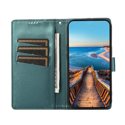 DF-06 For Samsung Galaxy A55 5G Wallet Case Line Imprinted Leather Phone Cover