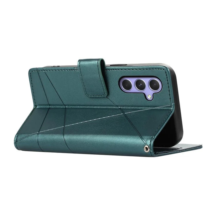 DF-06 For Samsung Galaxy A55 5G Wallet Case Line Imprinted Leather Phone Cover