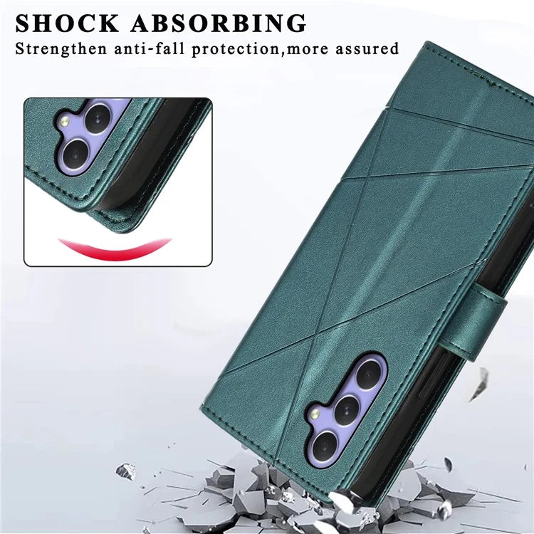 DF-06 For Samsung Galaxy A55 5G Wallet Case Line Imprinted Leather Phone Cover