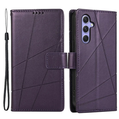 DF-06 For Samsung Galaxy A55 5G Wallet Case Line Imprinted Leather Phone Cover
