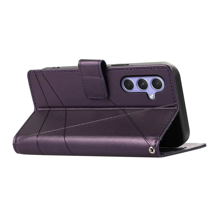 DF-06 For Samsung Galaxy A55 5G Wallet Case Line Imprinted Leather Phone Cover
