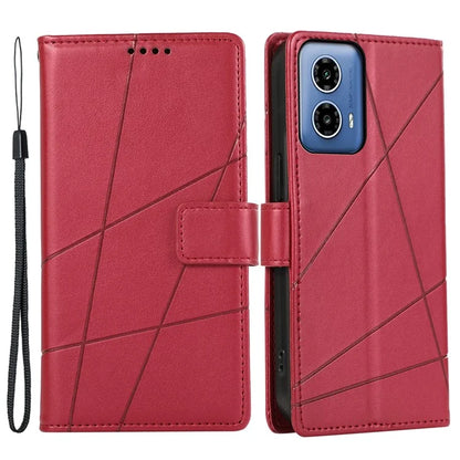 DF-06 For Motorola Moto G34 5G Flip Wallet Case PU Line Imprinted Phone Cover