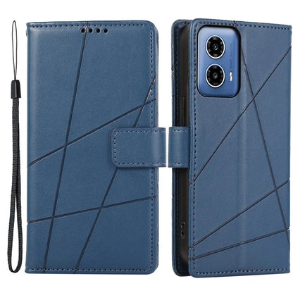 DF-06 For Motorola Moto G34 5G Flip Wallet Case PU Line Imprinted Phone Cover