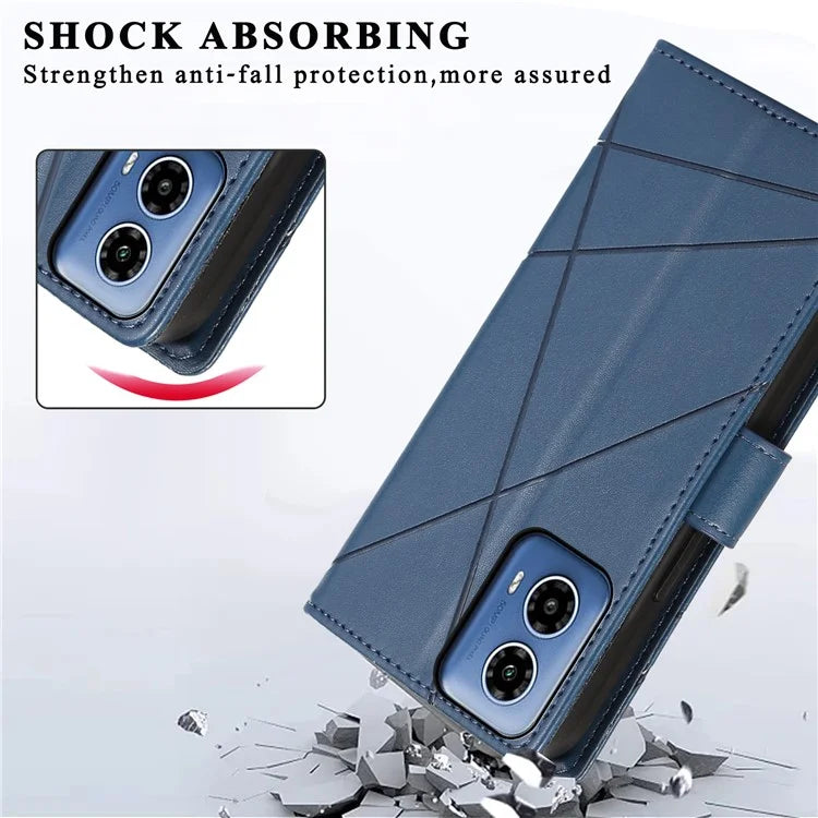 DF-06 For Motorola Moto G34 5G Flip Wallet Case PU Line Imprinted Phone Cover