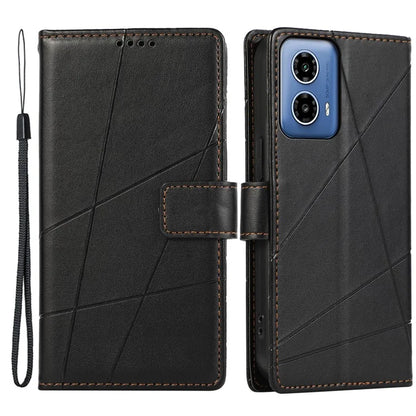 DF-06 For Motorola Moto G34 5G Flip Wallet Case PU Line Imprinted Phone Cover