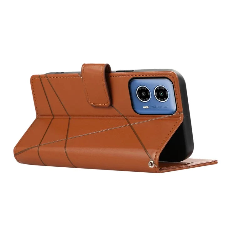 DF-06 For Motorola Moto G34 5G Flip Wallet Case PU Line Imprinted Phone Cover