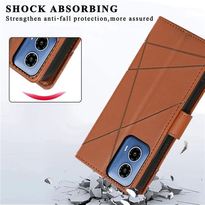DF-06 For Motorola Moto G34 5G Flip Wallet Case PU Line Imprinted Phone Cover