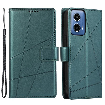 DF-06 For Motorola Moto G34 5G Flip Wallet Case PU Line Imprinted Phone Cover