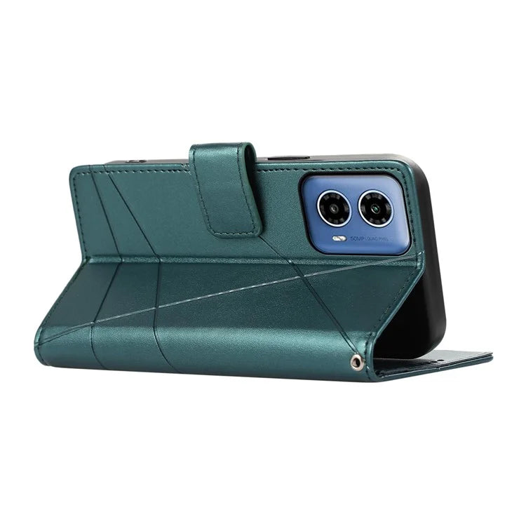 DF-06 For Motorola Moto G34 5G Flip Wallet Case PU Line Imprinted Phone Cover