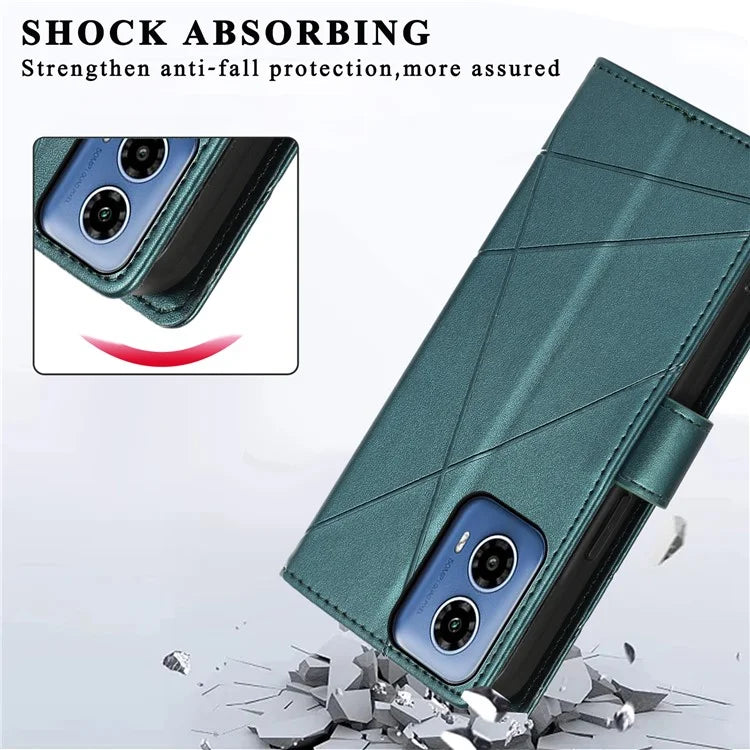DF-06 For Motorola Moto G34 5G Flip Wallet Case PU Line Imprinted Phone Cover