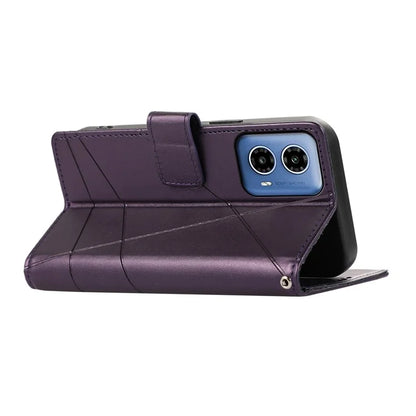 DF-06 For Motorola Moto G34 5G Flip Wallet Case PU Line Imprinted Phone Cover