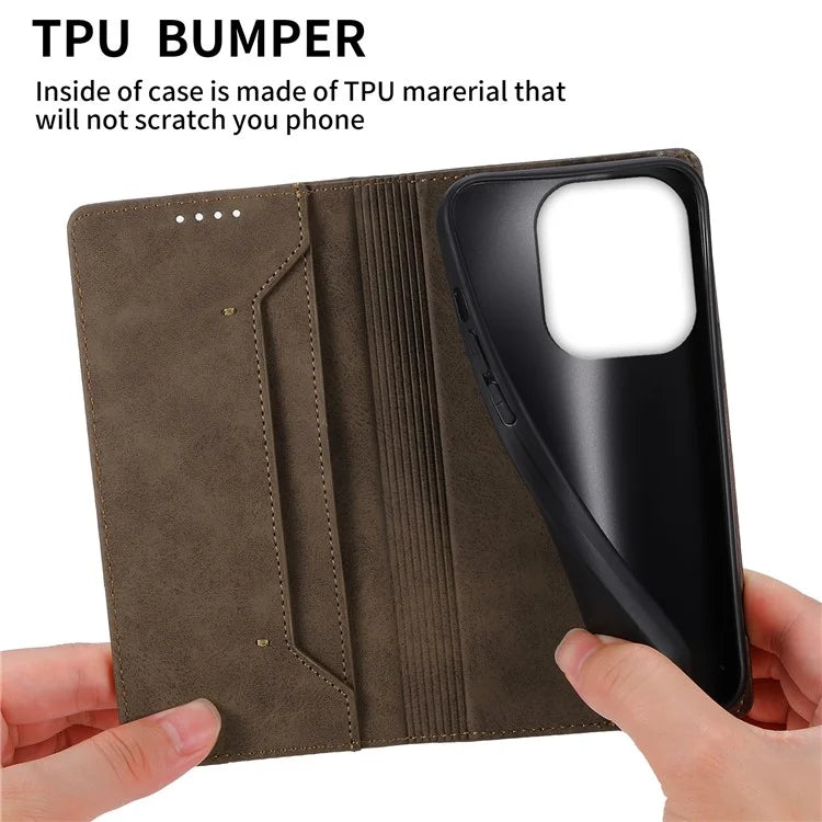 DF-05 For Xiaomi Redmi Note 13 4G Wallet Case Magnetic Auto Closing Phone Cover