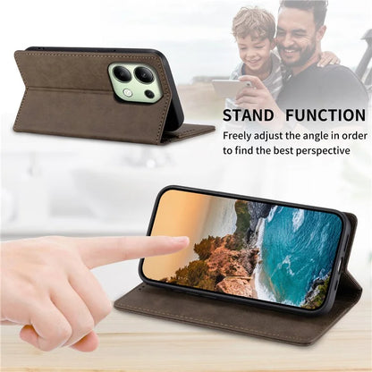 DF-05 For Xiaomi Redmi Note 13 4G Wallet Case Magnetic Auto Closing Phone Cover