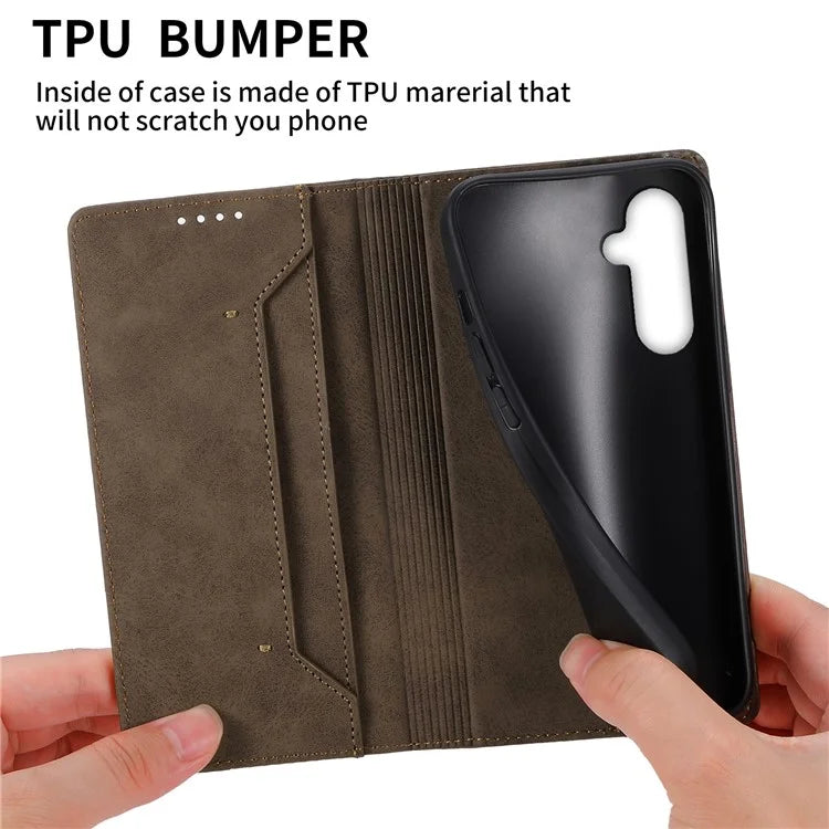 DF-05 For Samsung Galaxy A55 5G Leather Phone Case RFID Blocking Wallet