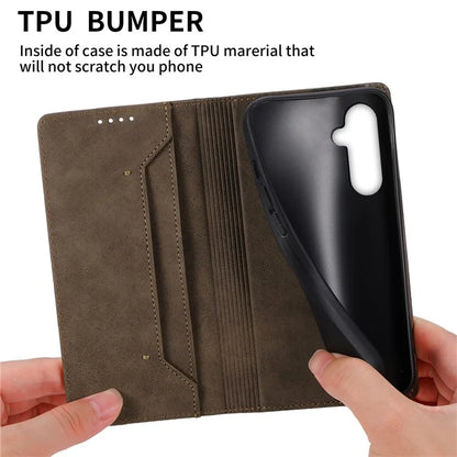 DF-05 For Samsung Galaxy A55 5G Leather Phone Case RFID Blocking Wallet