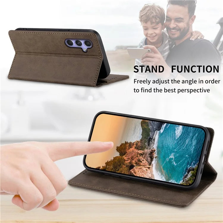 DF-05 For Samsung Galaxy A55 5G Leather Phone Case RFID Blocking Wallet