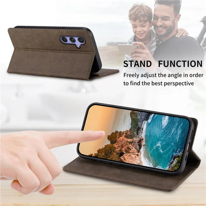 DF-05 For Samsung Galaxy A55 5G Leather Phone Case RFID Blocking Wallet