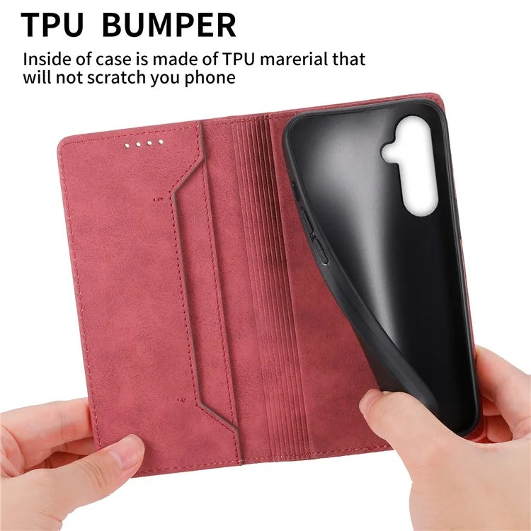 DF-05 For Samsung Galaxy A55 5G Leather Phone Case RFID Blocking Wallet