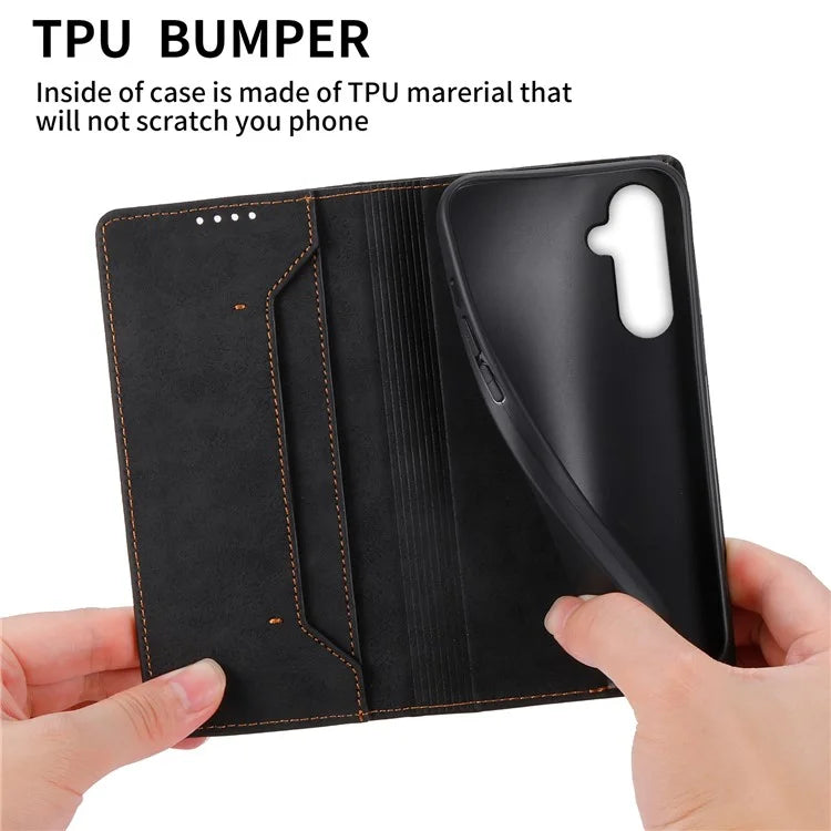 DF-05 For Samsung Galaxy A55 5G Leather Phone Case RFID Blocking Wallet