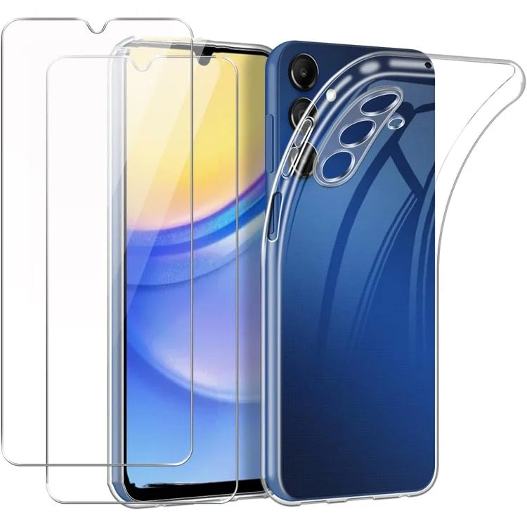 For Samsung Galaxy A55 5G TPU Phone Case + 2PCS 2.5D Arc Tempered Glass Screen Protector